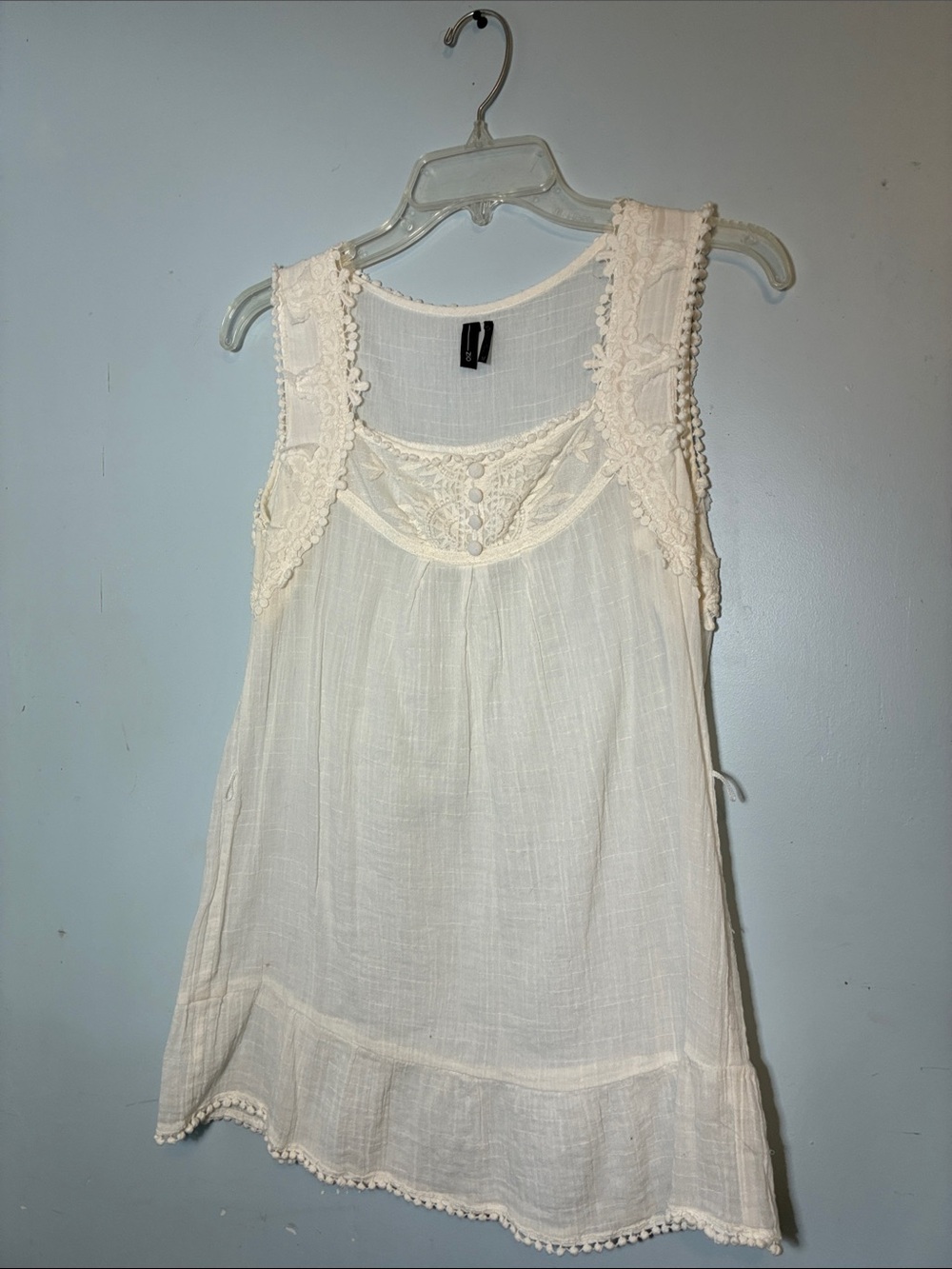 Boho Crochet-Trim White Tank Top